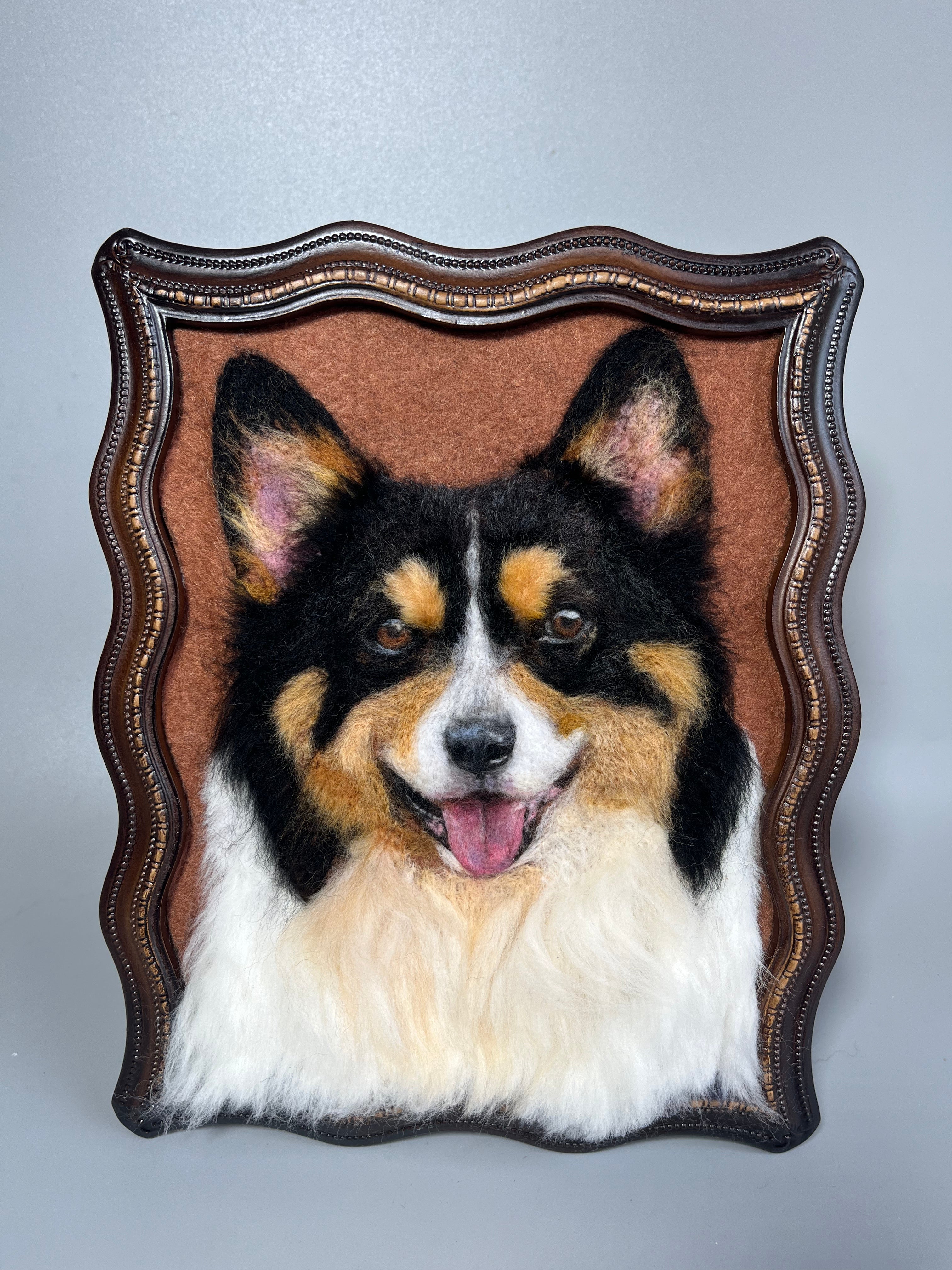 2D Wool Felt Portrait with Frame (70%deposit to start the project)