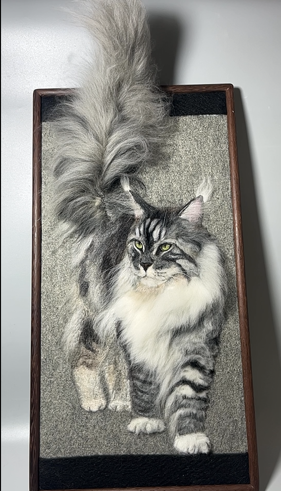 2D Wool Felt Portrait with Frame (70%deposit to start the project)